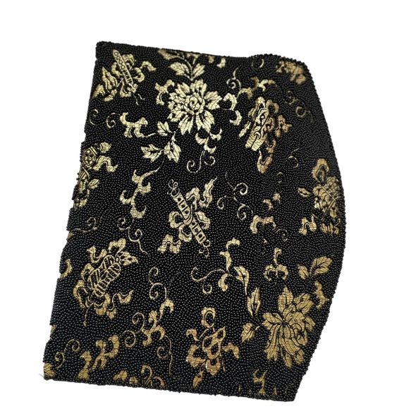 Vintage Elsie Tu Elaborate Hand Beaded Purse Clutch Hong Kong Black Gold - Picture 7 of 11